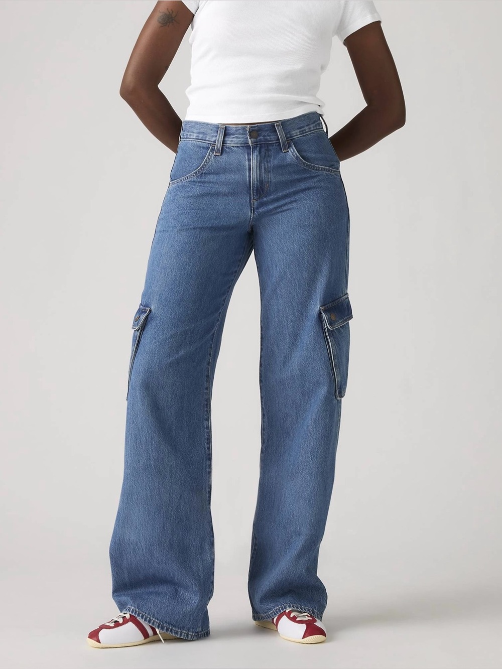 Levi's Superlow Cargo Denim Jeans Streetwear Baggy Y2K Skater Utility Size 28